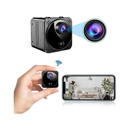 Mini Säkerhetskamera Wifi-anslutning Äkta 1080P Högupplöst Barnvaktskamera med Mörkerseende Rörelsedetektering Mångsidig Svart YEMAESRE