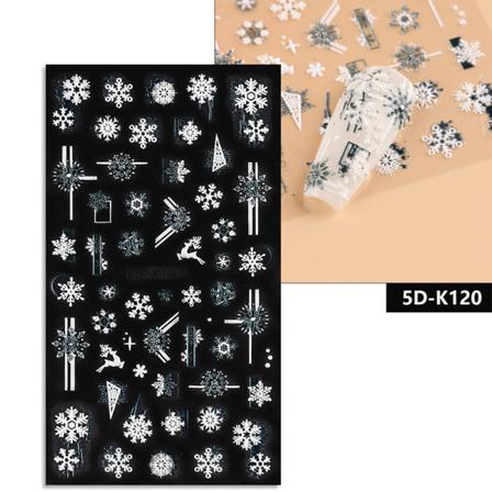 5d-präglad Snöflinga-nagelklistermärke Självhäftande Gör-det-själv-manikyr A