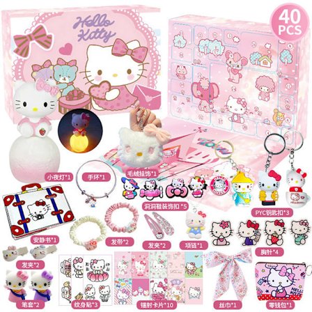 2025 Adventskalender Sanrio HelloKitty Kalender Blind Box, 24 dager nedtelling til jul, Adventskalender overraskelsesgave til barn
