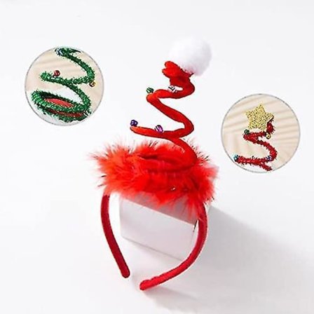 4 Styk Julehovedbånd Xmastree Klokker Rød Grøn