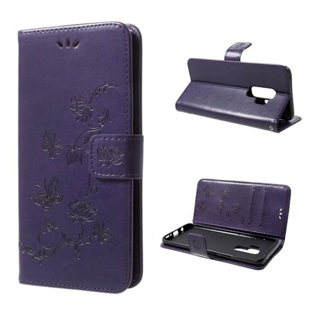 Samsung Galaxy S9 Plus Fodral med ett fjärils tryck - Lila