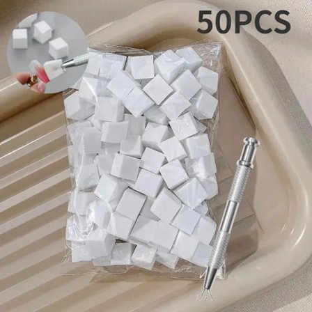 50 st Fyrkantiga Nagelkonst Svampar Set Gradient Nagelborstar Gel Polish Design Nagel Svamp Grepp Penna Manikyr Tillbehör 229w