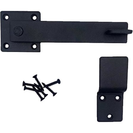 1 stk. kraftig 5,5" smedejern dørgreb, solid metal vippegreb lås kompatibel træladeport/hegn tilføjer mere sikkerhed og privatliv (sort)