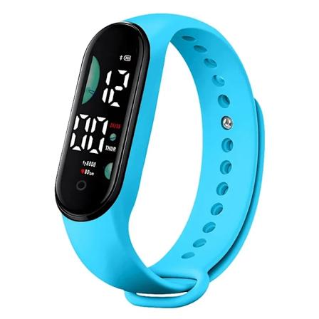 Klocka Elektronisk LED Digital Armbandsur för Kvinnor Mode Casual Enkel Silikon Touch Vattentät Armbandsklocka 12 Light Blue