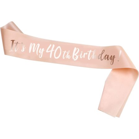 Rose Gold 40-årsdag Sash, Det är min 40-årsdag Satin Sa
