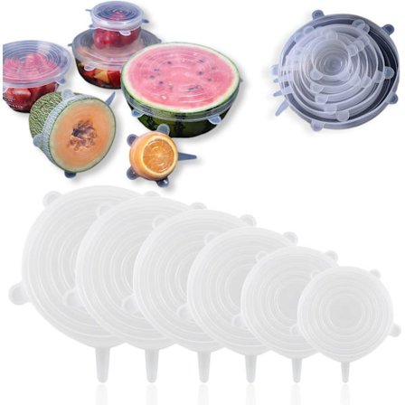 Uusin malli 2025, 6 kpl silikonikansia ruoan peittämiseen, 6 eri kokoista silikonikantta, paksummat uudelleenkäytettävät laajennettavat kannet, 