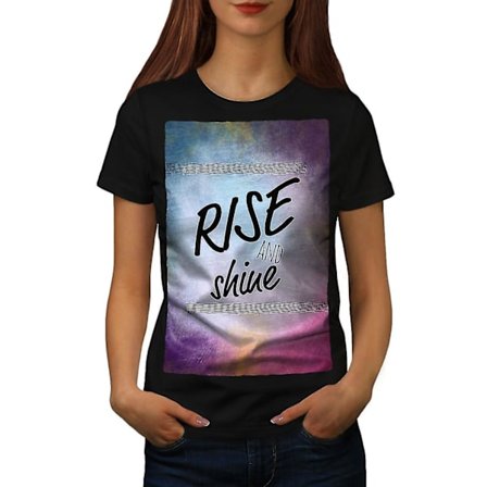 Rise And Shine Slogan Kvinnor Blackt-shirt