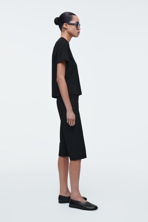 COS Women's Pantalone Capri In Misto Cotone in Nero