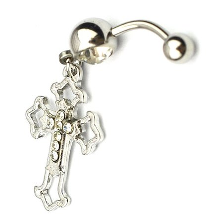 Hollow Cross Navel Ring Kirurgiskt stål Belly Button Ring Pierci