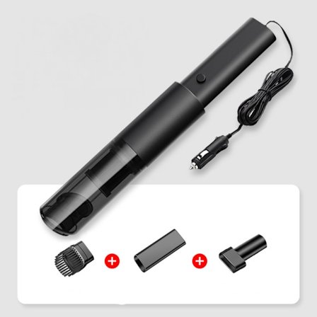 En trådlös billaddare med hög effekt och handhållen dammsugare (trådad svart)