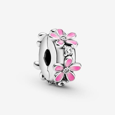 Ægte Pandora S925 Herre- & Dame Sterling Sølv Rosa Tusindfryd Clip Charm