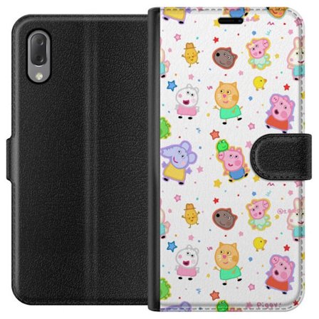 Yhteensopiva Lompakkokotelo Sony Xperia L3 Värikkäät piirretyt eläinhahmot leikkisässä tyylissä tähtien ja pisteiden kera vaalealla taustalla