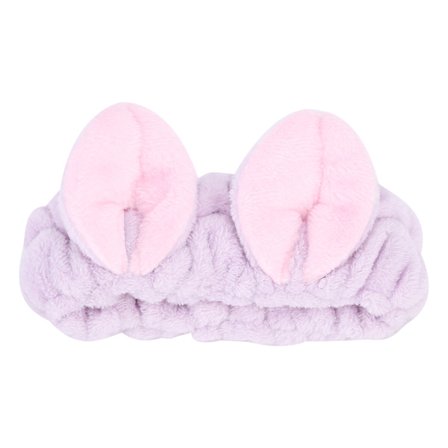 Hårbånd med katteører - bløde stofhovedbånd til kvinder til ansigtsvask, makeup og spa - lilla