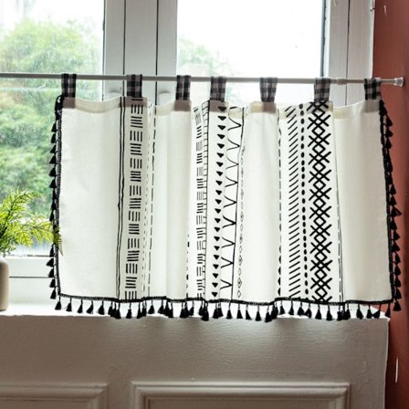 59 tommers kjøkken gardiner, svart og hvitt rutete mønster