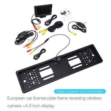 Trådlös Backkamera Bil Nummerplåt 170 Grader 4.3 TFT Bilmonitor