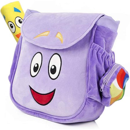 Kreativ Ryggsäck med Kartleksaker Skolväska Lila Cartoon Förvaring Bokväska(a)