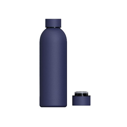 Marinblå; 500ml - Återanvändbar vattenflaska i rostfritt stål | Lufttät och termisk | BPA-fri | Isolerad, håller kyla i 24 timmar och värme i 12 