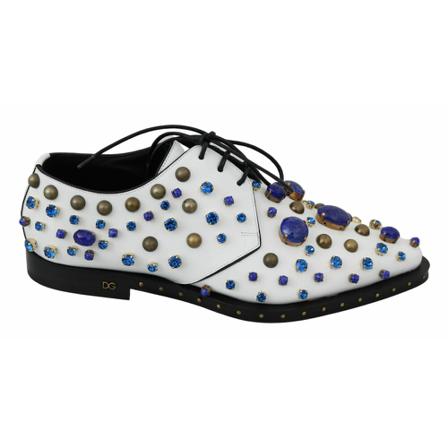 Dolce & Gabbana, Leather crystals dress broque shoes Biały, Kobieta, Rozmiar: 39 EU