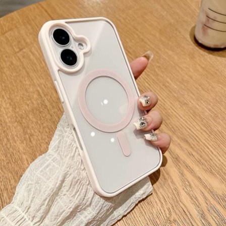 Etui til iPhone 17 Air Girly Pink Silikone Magnetisk Akryl Hårdt