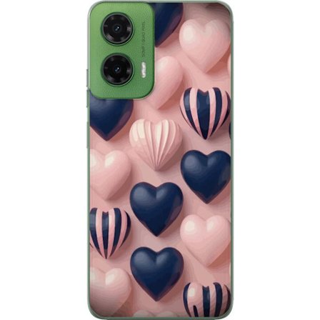 Kompatibelt Mobildeksel til Motorola Moto G35 Myke tredimensjonale hjerter i rosa og marineblå toner i et romantisk mønster