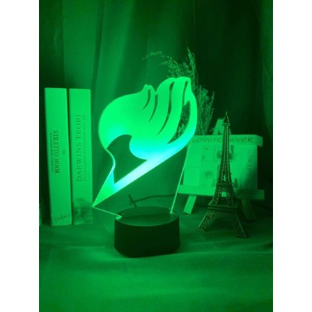 3D Nattelys for Barn Gutter Jenter 3D Lampe Anime Fairy Tail Natsu Dragneel og Erza Scarlet KlemXmas Gave Bord Led Lampe Soverom 7 Farge Berøring,AT