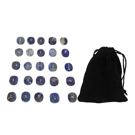 25 stk. naturlige runestenssæt udsøgte runer udskæring meditation sten sæt til bøn spådom helbredelse lapis lazuli