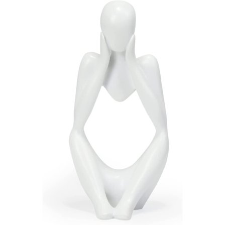 Hartsstaty i Resin Tänkaren-stil Dekoration Abstrakta Skulpturer Samlarobjekt för Heminredning Modern Kontorshylla Skrivbord Vit Fokus