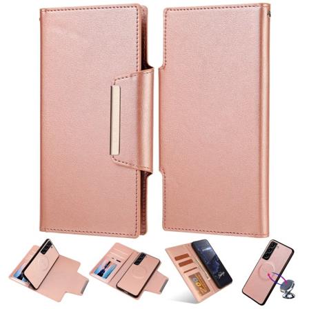 SKALO Samsung S23 DOLIZMA 2 i 1 magnetisk pungetui - Rosa guld Pink gold