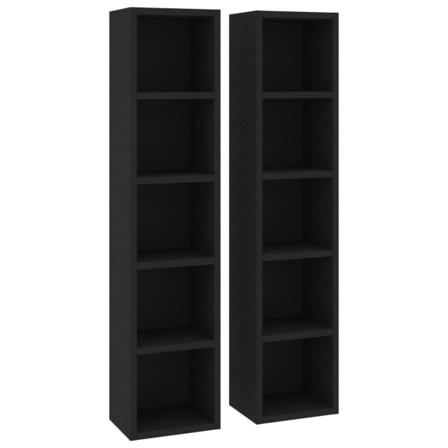 Vidaxl Cd-hyllor 2 St Svart 21x16x93,5 Cm Spånskiva Svart