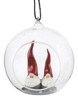 Glaskugle Deko-nisse 2 Nisse Sort/grå