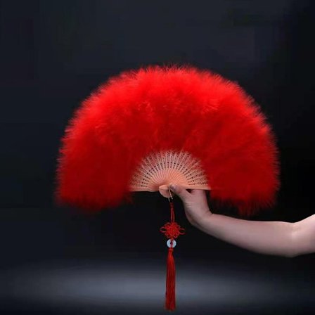 Feather Folding Fan Sweet Fairy Girl Gothic Court Dance Hand F