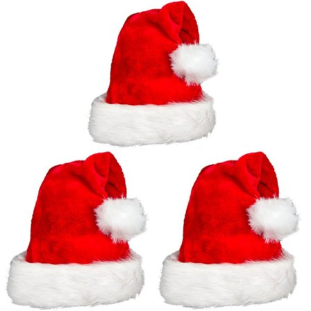 3-delad plysch julmössa med stor förtjockad boll plysch julmössa jultomten hatt