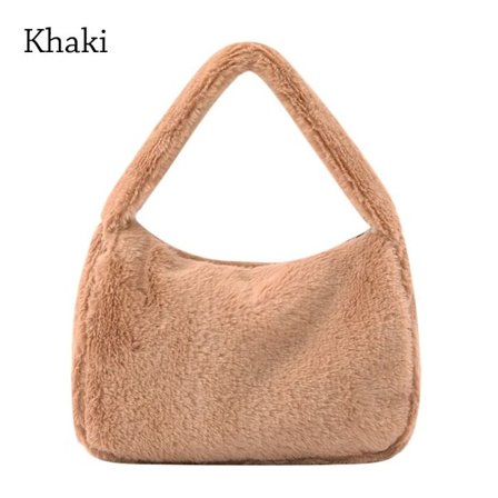 Skulder Underarm Taske Fluffy Totes KHAKI