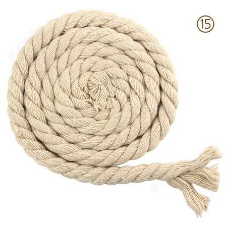 8 mm x 20 m 3-säikeinen punottu puuvillaköysi askarteluun, neulomiseen ja lankaan