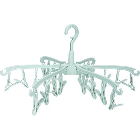 Vikbar torkställning med klämmor, 24 st klädnypor för strumpor, roterbar