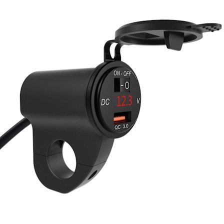 Motorcykel Qc3.0 USB Voltmeter Vattentät Snabbladdare Med Strömbrytare Uttag Splitter Mobiltelefonkontakt 12v Moto Adapteruttag (svart version)
