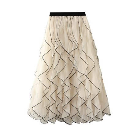 Kvinner Uregelmessig Lang Tulle Skjørt Sommer Elastisk Høy Midje Mesh Skjørt