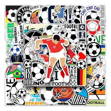 50 stk fotball- og soccer-graffitiklistremerker for laptop, telefon og bil. Dekorative klistremerker for å personliggjøre gjenstander.