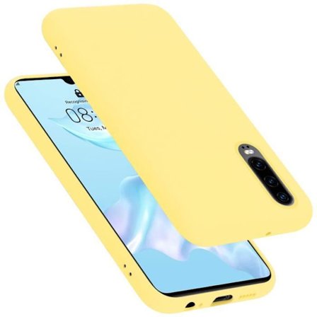 Coque för Huawei P30 Husse i LIQUID GUL Etui Fodral Skydd i Silikon TPU mobiltelefon