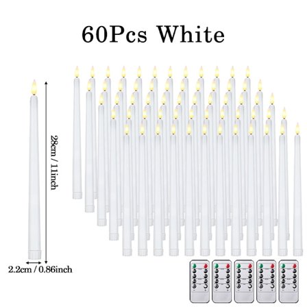 120-12 st Flamlösa koniska ljus Batteridrivna LED-ljus flimrande ljus Faux ljus Halloween jul bröllopsdekor