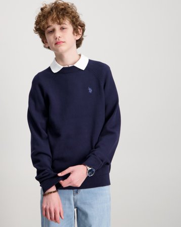 U.S. Polo Assn. Crew Neck Knit Blå Genser Gutt - Kids Brand Store