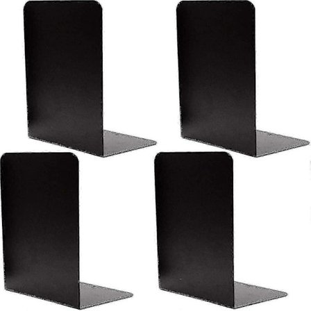 4 st Kraftiga Svarta Dekorativa Bokstöd i Metall, Bokstöd i Metall med Halkfritt Gummi fg2025031700784