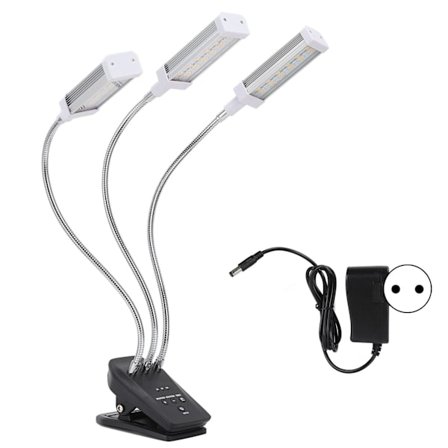 LED Vækstlys 3 Hoved Justerbar Timer Plantelampe til Drivhus Kontor 100-240V Sølv EU Stik