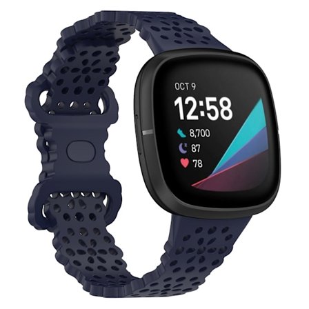 Mørkeblå Mørkeblå Silikone Urrem kompatibel med Fitbit Versa 4 / 3 / Sense 1 / 2 kompatibel med Fitbit Versa 4 / 3 / Sense 1 / 2