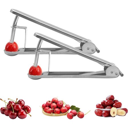 ING Allecto Plus, Kirsebærutstener i rustfritt stål, fjerner raskt og effektivt steiner fra kirsebær og plommer, to-delt sett