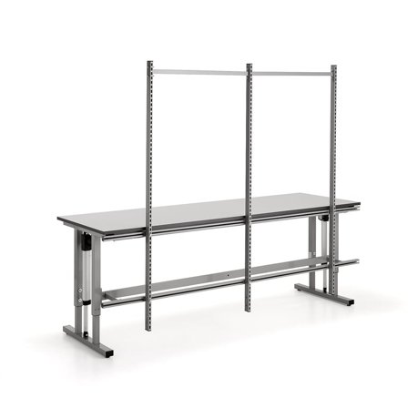 Bageste ramme med 3 stolper til elektrisk arbejdsbord MOTION, 2500x800 mm