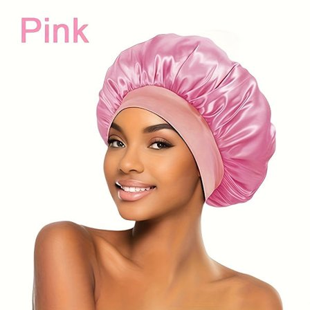 1 stk. Satin Sleep Cap, Blød Elastisk Anti-krus Hårhætte, Satin Hårindpakning til Krøllet Hår, Sort og Gylden Farve, Bolig Badeværelsesindretning