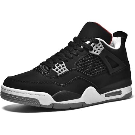 (A4black 6 UK) Bebetter Herre Air 4 Retro Klassiske Skatesko - Sorte Fitness Træningssko til Basketball Casual Sneakers