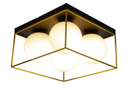 Aneta Lighting ASTRO plafond stor, svart/gull/opal, 4 x E27