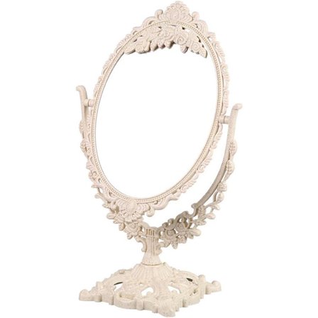 Bordspegel med stativ Retro Snideri Bänkskiva Sminkspegel Toalettbordsspegel Kosmetisk Spegel Dekorativ Spegel för Sovrum Badrum